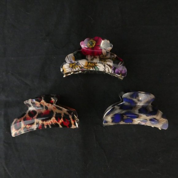 SET OF 3 | Hair Claw Clips | Plastic with metal spring - Picture 1 of 7